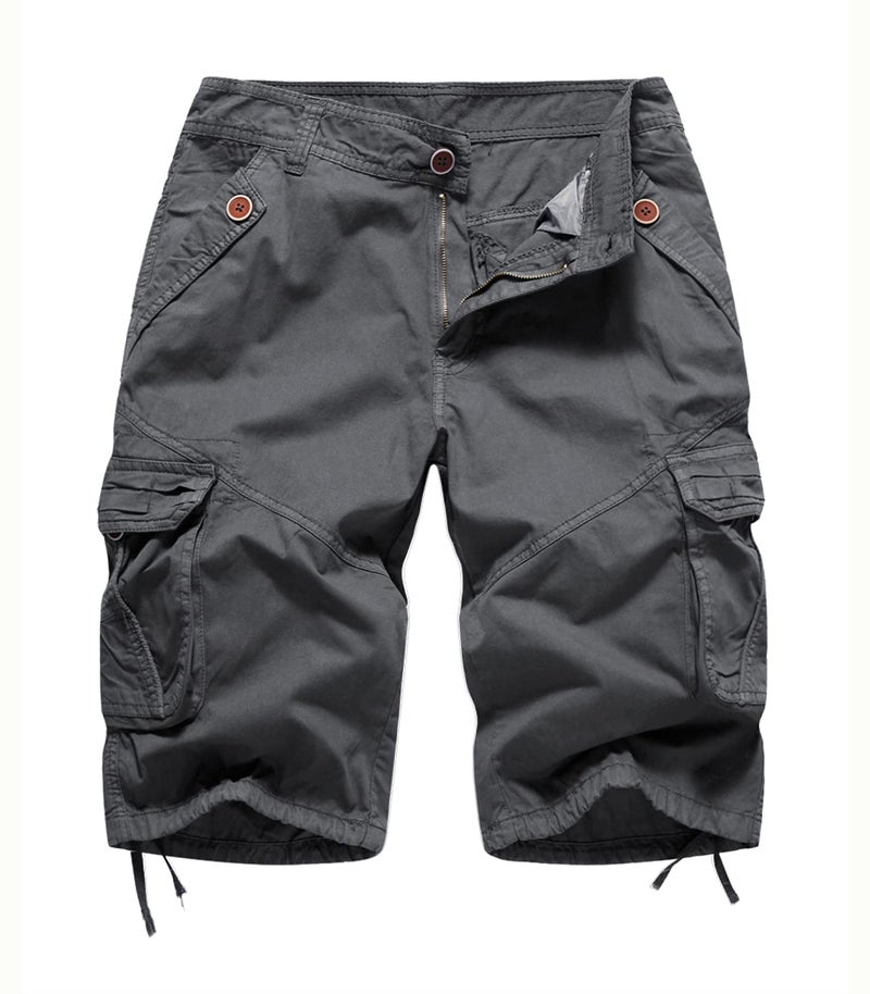 FOURSTEEDS Women's Relaxed Fitted Multi-Pockets Camouflage Twill Cotton Tactics Bermuda Cargo Shorts Dark Grey US 8 - Image 1